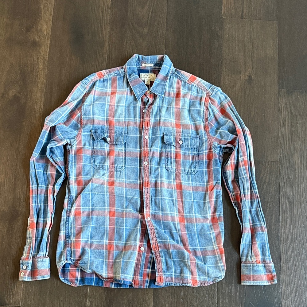 Lucky Brand Men’s medium Plaid Button-Down Shirt - Blue & Red